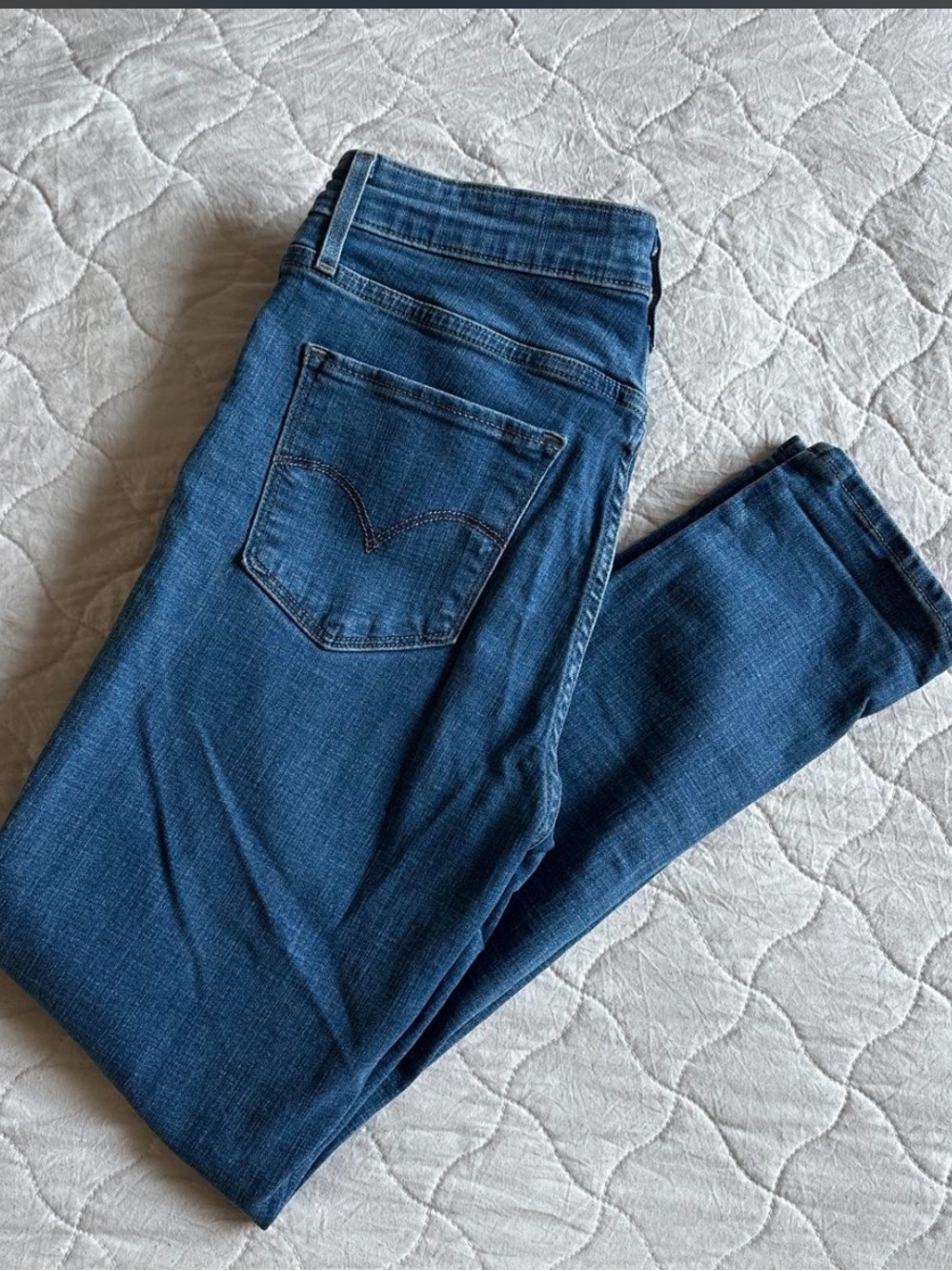 Classic Dark Blue Women's Jeans - High-Rise skinny
